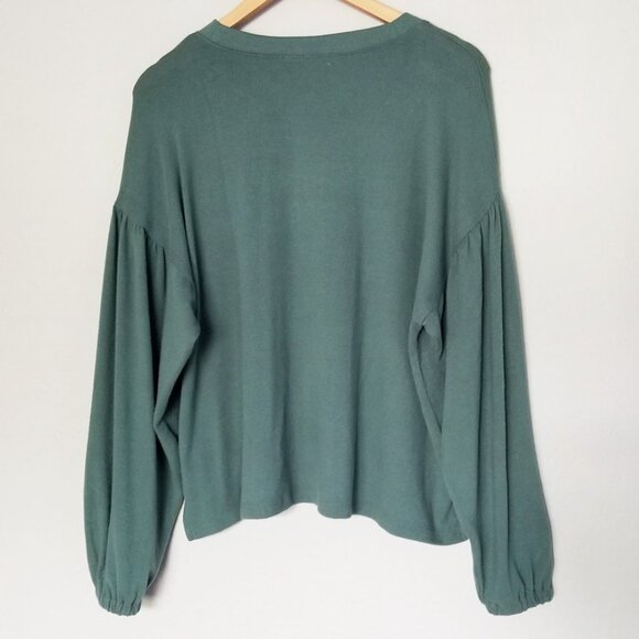 Madewell Dreamiest Knit Long-Sleeve Tee Size M Simply Sage Green Balloon Slv $68 - Picture 4 of 15